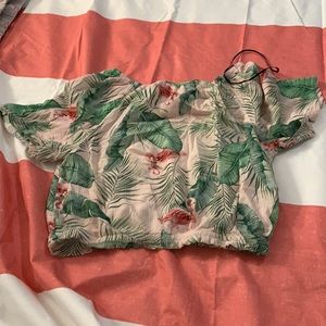 Cropped green and pink shirt